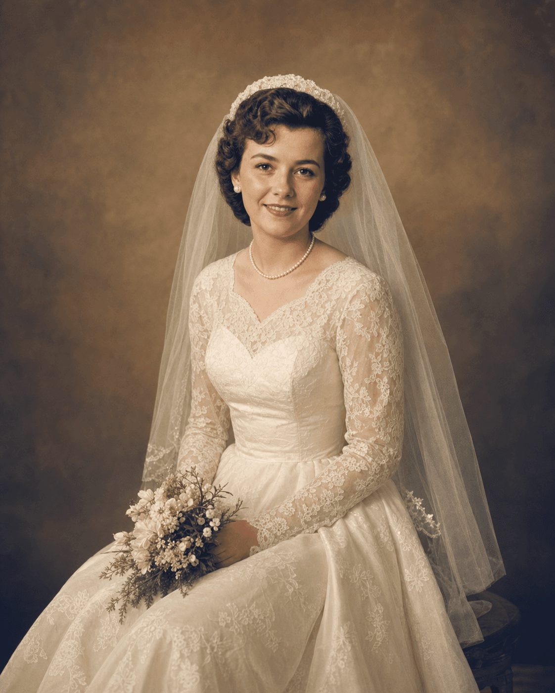 Wedding portrait, 1952 after restoration